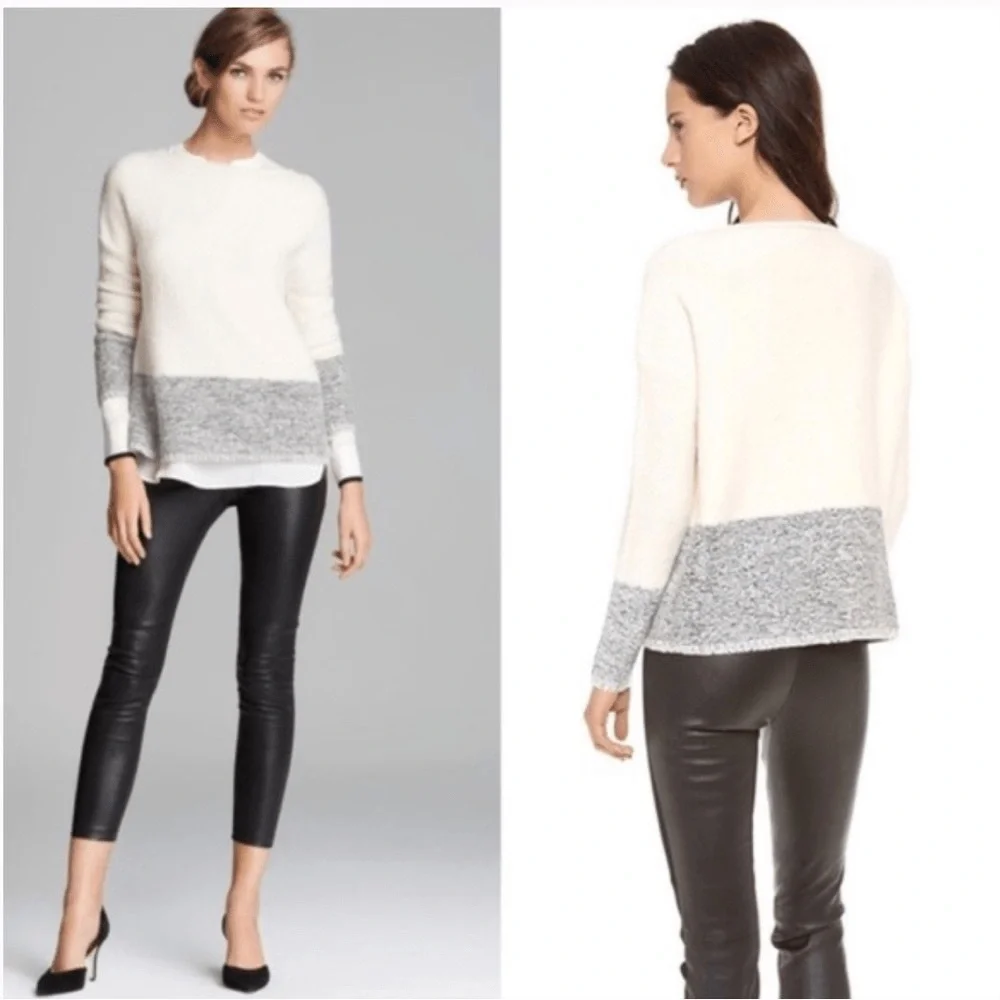 VINCE Wool Blend Sweater Size Small Relaxed Fit Neutral Silk Cashmere Minimalist
